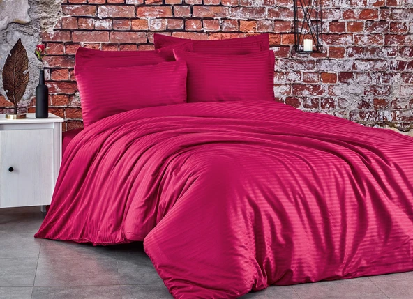 Komfort Home Çift Kişilik Çizgili Pamuk Saten Nevresim Takımı ürün görseli 1