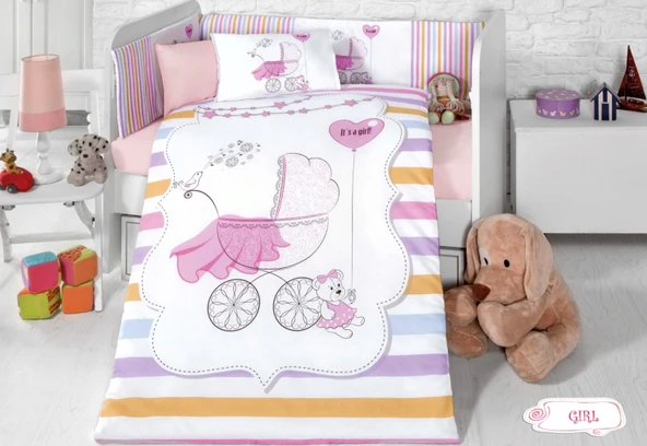 Komfort Home Bebek Uyku Seti 8 Parça Ranforce %100 Pamuk /Girl ürün görseli 1