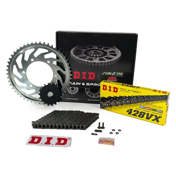 ZİNCİR DİŞLİ SETİ - HONDA CBF 150 (150 CC) - (2004-2017) / HONDA / CBF 150 / 150cc / ZİNCİR : DID-428VX (ÇELİK)-126 / DİŞLİ : (15T -43T)  / 2004-2005-2006-2007-2008-2009-2010-2011-2012-2013-2014-2015- ürün görseli 1