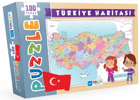 Blue Focus Türkiye Haritası - Puzzle 100 Parça ürün görseli 1