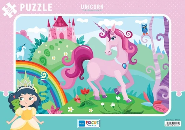 Blue Focus Unicorn (Tek Boynuzlu At) - Puzzle 30 Parça ürün görseli 1