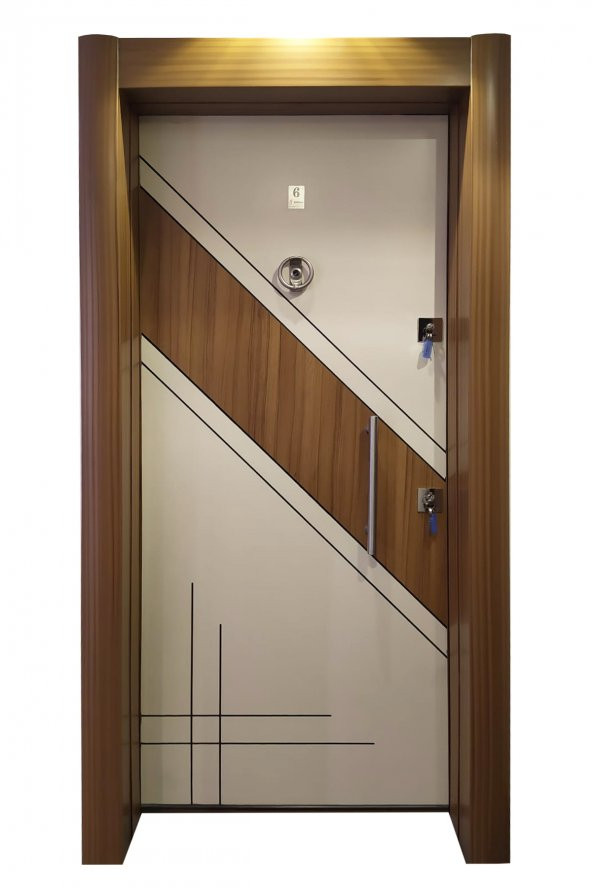 Tezwood 2578 Çift Renk Çelik Kapı,Daire Kapısı,Tırnaklı Model ürün görseli 1