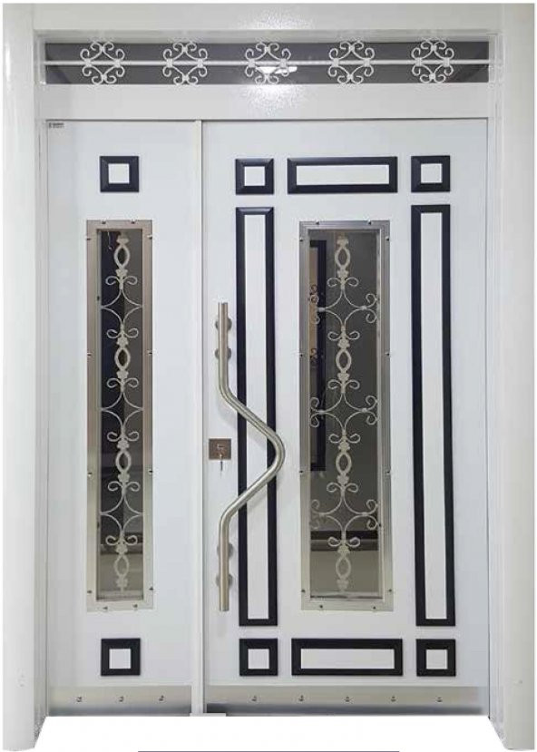 Tezwood 0161 Beyaz Villa Kapısı,Lüks Bina Giriş Kapısı,Çelik Kapı ürün görseli 1