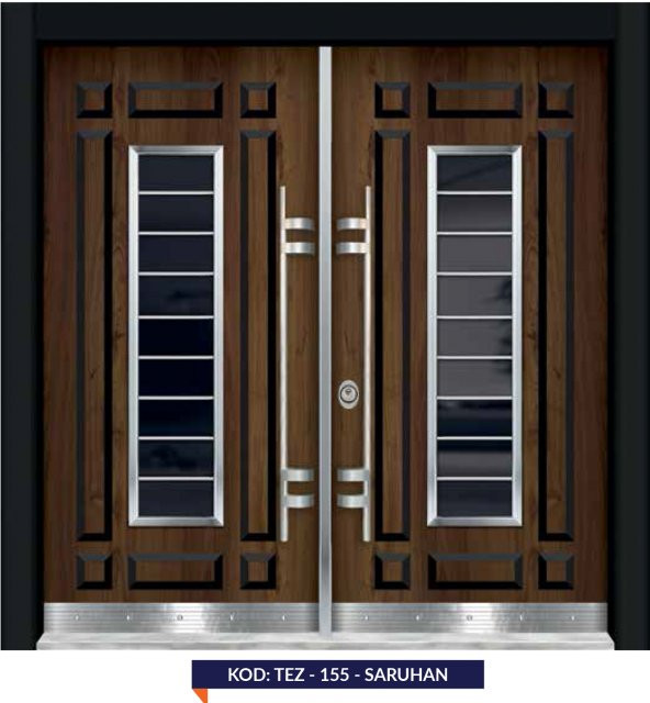 Tezwood 0155 Apartman Giriş Kapısı,Modern Çelik Kapı,Yağmura Dayanıklı ürün görseli 1
