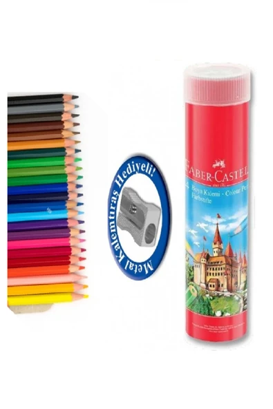 Metal Tüpte Kuru Boya 24 Renk + Kalemtraş Hediyeli Faber-Castel 24 Renk Kuruboya Metal Tüp ürün görseli 1