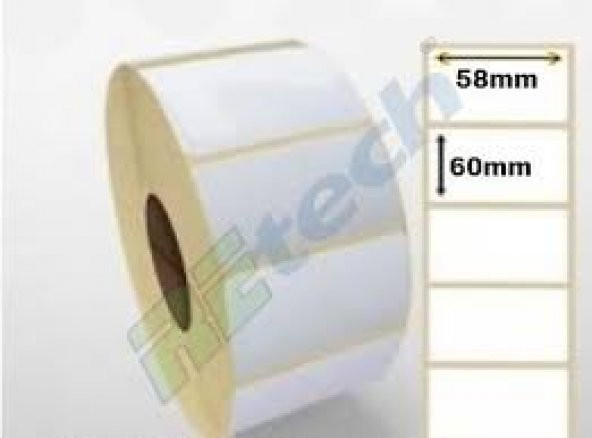 60X58 BARKOD ETİKETİ 1 RULODA 500 SARIM EKO TERMAL ürün görseli 1