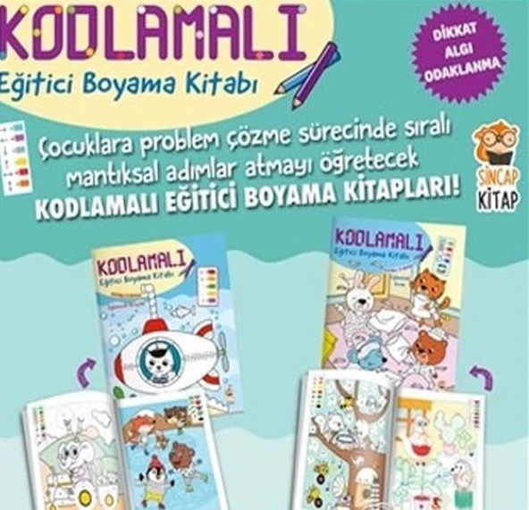 Kodlamalı Eğitici Boyama Kitabı 4-5 Yaş (2 Kitap Takım) ürün görseli 1