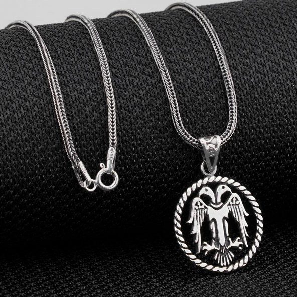 Çift Başlı Selçuklu Kartalı Motifli 925 Ayar Gümüş Kolye ürün görseli 1