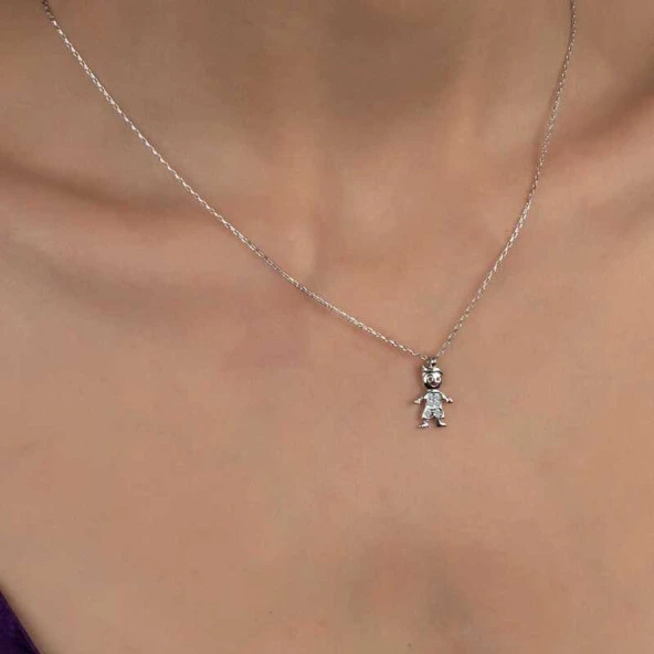 Swarovski Taşlı Gümüş Çocuk Bayan Kolye ürün görseli 1