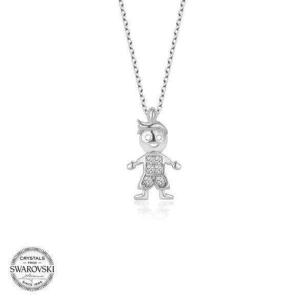Swarovski Taşlı Gümüş Çocuk Bayan Kolye - Resim 2