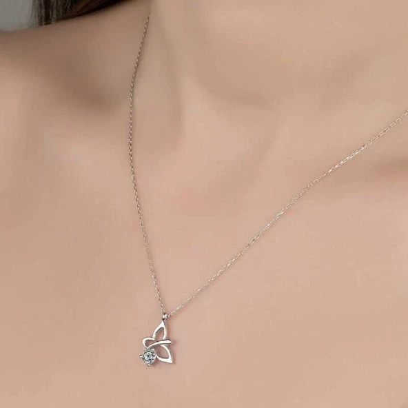 Swarovski Taşlı Gümüş Yusufcuk Bayan Kolye ürün görseli 1