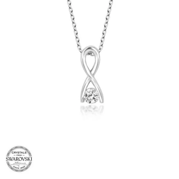 Swarovski Taşlı Gümüş Sonsuzluk Bayan Kolye - Resim 2