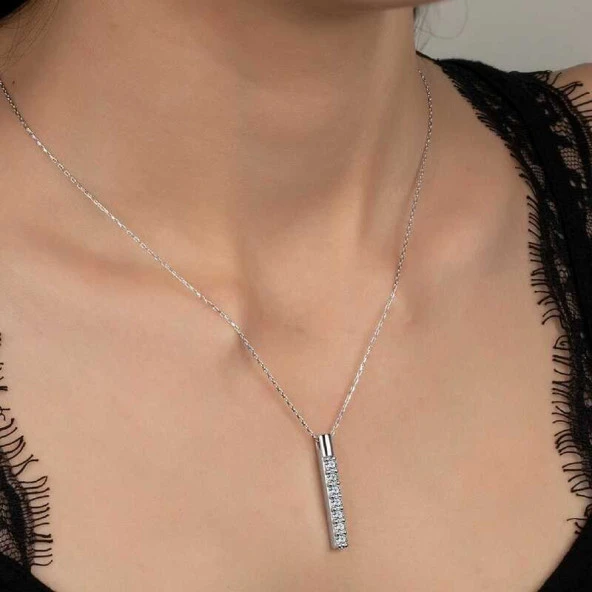 Swarovski Taşlı Gümüş Yeditaş Bayan Kolye ürün görseli 1
