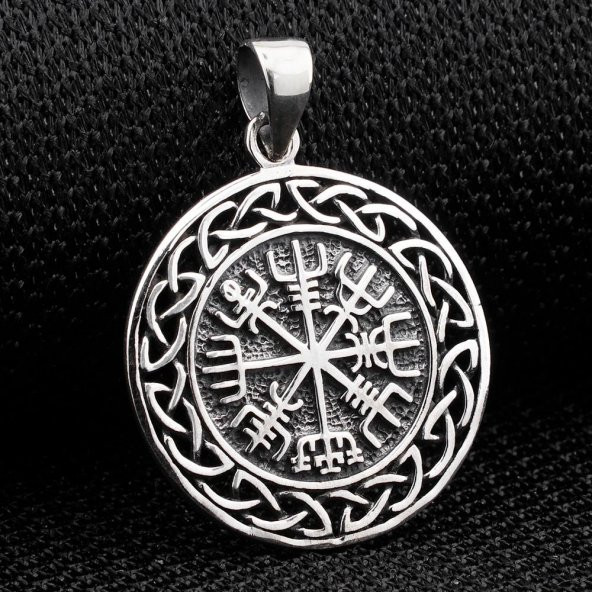 Viking Vegvisir Pusulası Denizci Gümüş Kolye Ucu ürün görseli 1