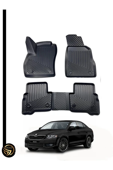BLACK Skoda Octavia 2017+ 3D Havuzlu Paspas Kauçuk ürün görseli 1