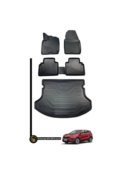 Black Gold Kia Sportage Sl 2010-2015 3d Havuzlu Paspas Bagaj Havuzu Ikili Set Duqes ürün görseli 1