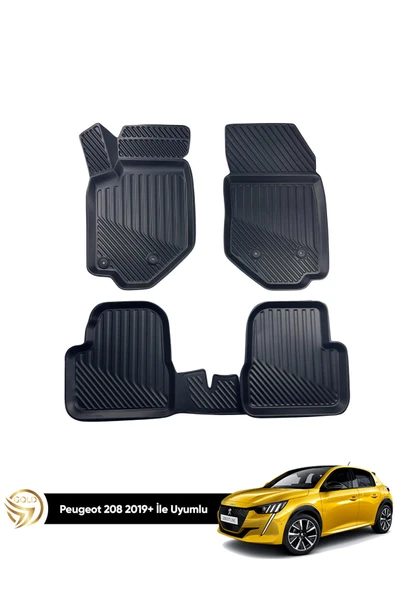 Black Gold Peugeot 208 2019 ve Sonrası İle Birebir Uyumlu Ruins 3D Paspas ürün görseli 1