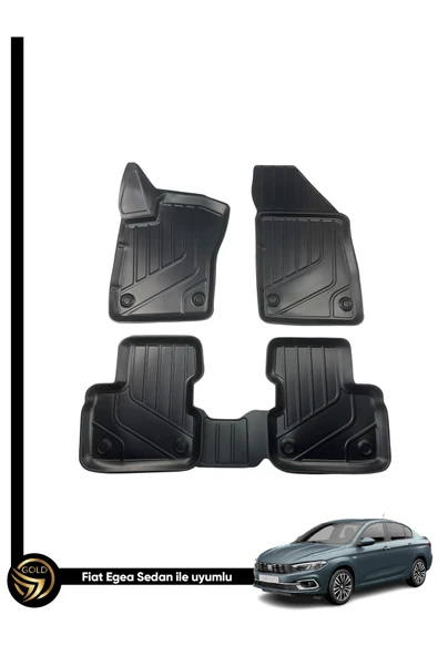 Black Gold Fiat Egea Sedan İle Birebir Uyumlu Ruins 3D Paspas ürün görseli 1