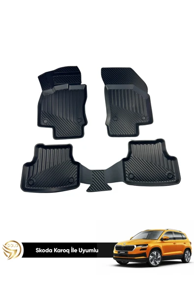 Black Gold Skoda Karoq Ile Birebir Uyumlu Ruins 3d Havuzlu Paspas ürün görseli 1