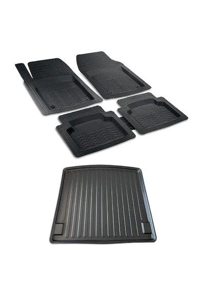Entelux Hyundaı Accent Blue Bagaj Havuzu Siyah Kauçuk 4d Havuzlu Oto Paspas Birebir Uyumlu 2li Set ürün görseli 1