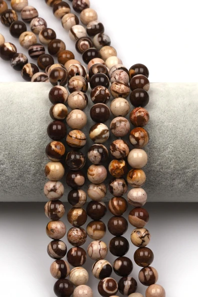 Zebra Jasper Doğal Taş Dizi 8 mm Küre Kesim ürün görseli 1