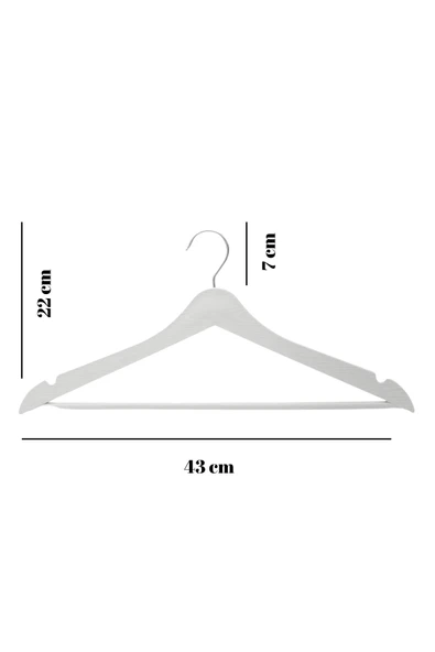 6’lı Ahşap Görünümlü Askı Beyaz 44 cm - Resim 6