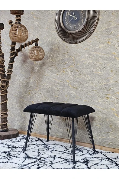 Metal Siyah Tel Ayaklı 60 cm Puf Bench - Puf - Bench - Oturak - Mutfak Oturağı - Antre Oturağı Siyah Renk 60 x 40 Boyut/Ebat ürün görseli 1