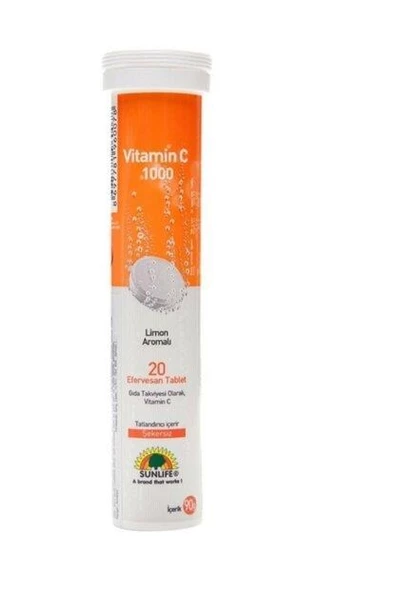Sunlife Vitamin C 1000 mg 20 Efervesan Tablet ürün görseli 1