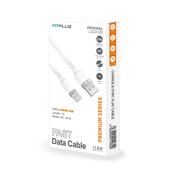 FitPlus Premium PS-301 Micro USB Data/Şarj Kablosu 2.4A 1mt - Resim 11