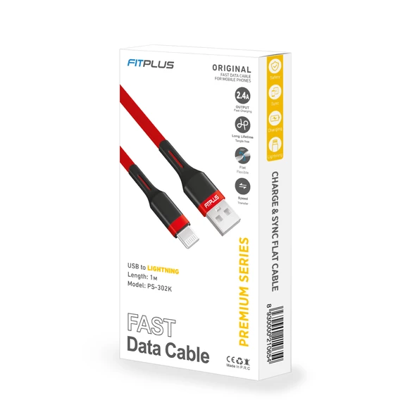 FitPlus Premium PS-302 Lightning Data/Şarj Kablosu 2.4A 1mt - Resim 10