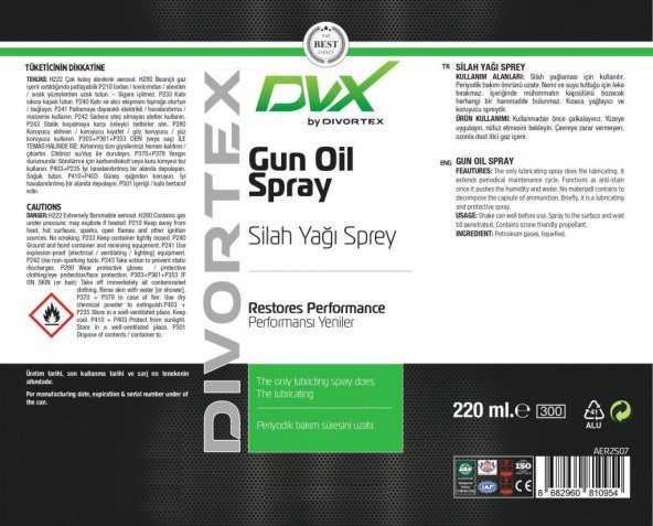 Dvx Silah Yağı Spreyi 220 ml - Resim 2