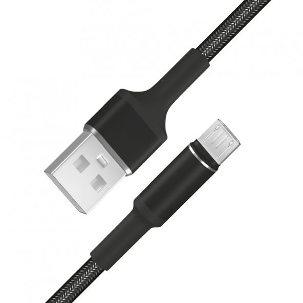 FitPlus Round RS-101 Micro USB Data/Şarj Kablosu 3A 1mt Örgü - Siyah - Resim 3