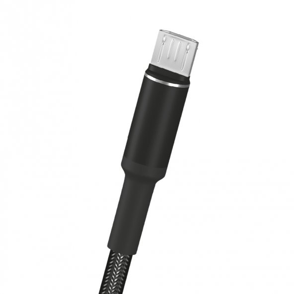 FitPlus Round RS-101 Micro USB Data/Şarj Kablosu 3A 1mt Örgü - Siyah - Resim 4