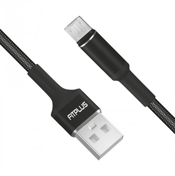 FitPlus Round RS-101 Micro USB Data/Şarj Kablosu 3A 1mt Örgü - Siyah - Resim 5