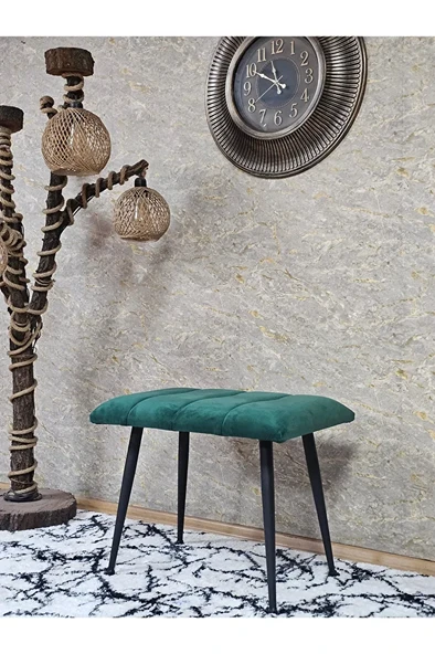 Siyah Sivriltmel Ayaklı 60 cm Puf Bench - Puf - Bench - Oturak - Mutfak Oturağı - Antre Oturağı Yeşil Renk 60 x 40 Boyut/Ebat ürün görseli 1
