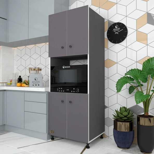 Kenzlife fırın dolabı cahide gri 180*65*50 mutfak XLARGE ayaklı banyo kiler ofis ürün görseli 1