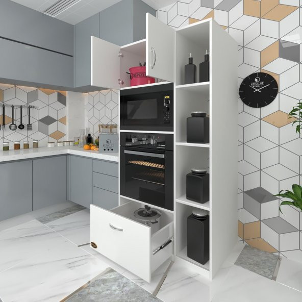 Kenzlife fırın dolabı makbule byz 180X90X56 mutfak çekmeceli ayaklı banyo kiler ofis ürün görseli 1