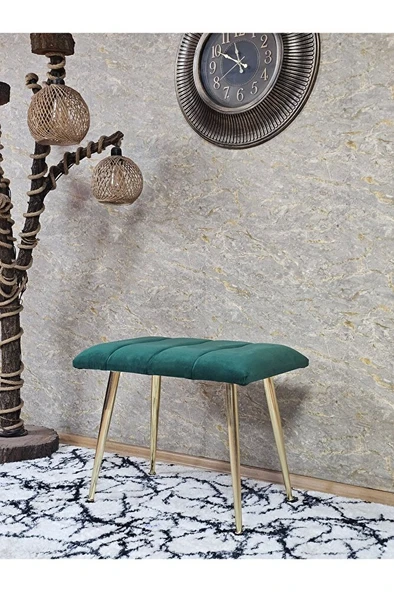 Gold Sivriltme Ayaklı 60 cm Puf Bench - Puf - Bench - Oturak - Mutfak Oturağı - Antre Oturağı Yeşil Renk 60 x 40 Boyut/Ebat ürün görseli 1