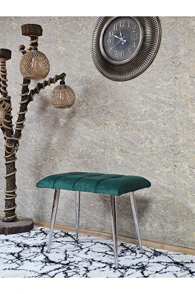 Krom Sivriltme Ayaklı 60 cm Puf Bench - Puf - Bench - Oturak - Mutfak Oturağı - Antre Oturağı Yeşil Renk 60 x 40 Boyut/Ebat ürün görseli 1