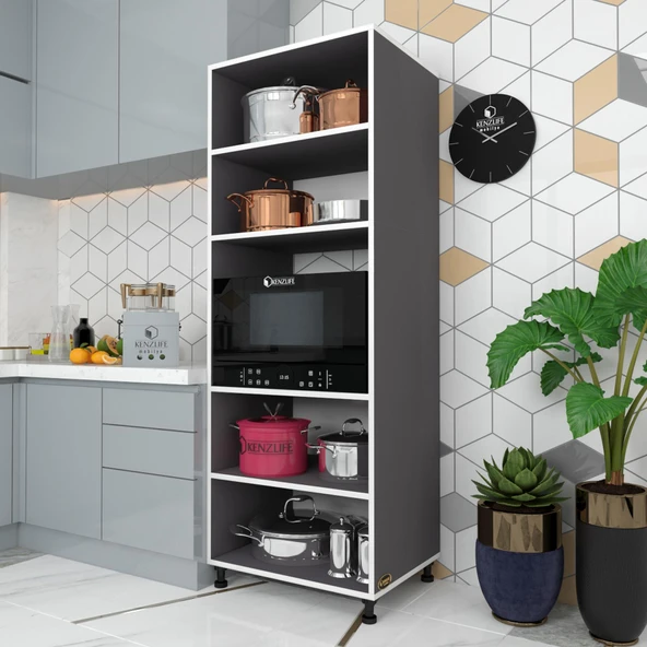 Kenzlife fırın dolabı müzeyyen gri 180*65*50 mutfak XLARGE ayaklı banyo kiler ofis ürün görseli 1