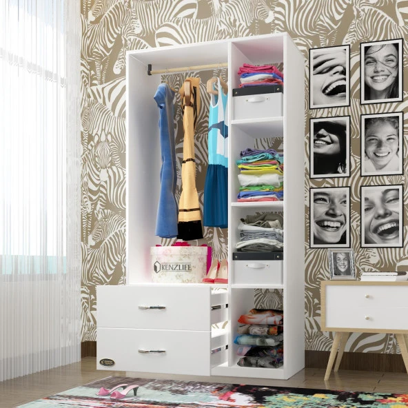 Kenzlife giysi dolabı hülagü 175*90*40 byz gardırop 2 çekmeceli ürün görseli 1