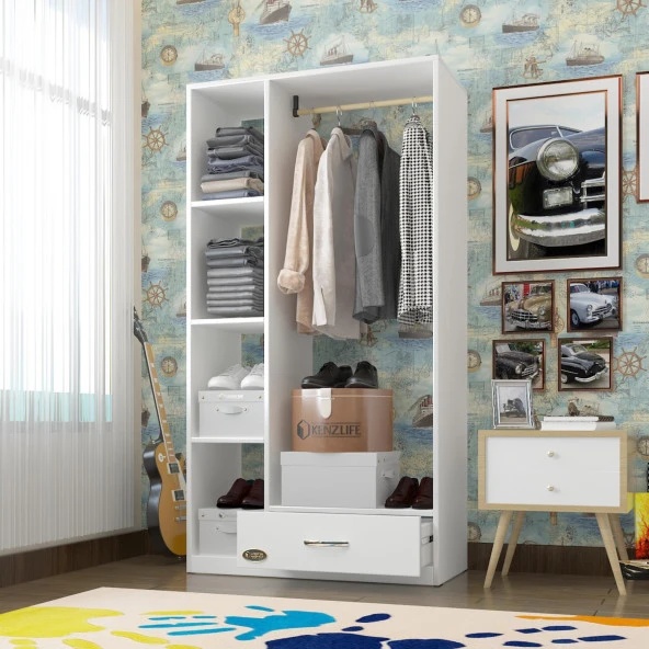 Kenzlife giysi dolabı mengühan 175*90*40 byz gardırop 1 çekmeceli ürün görseli 1