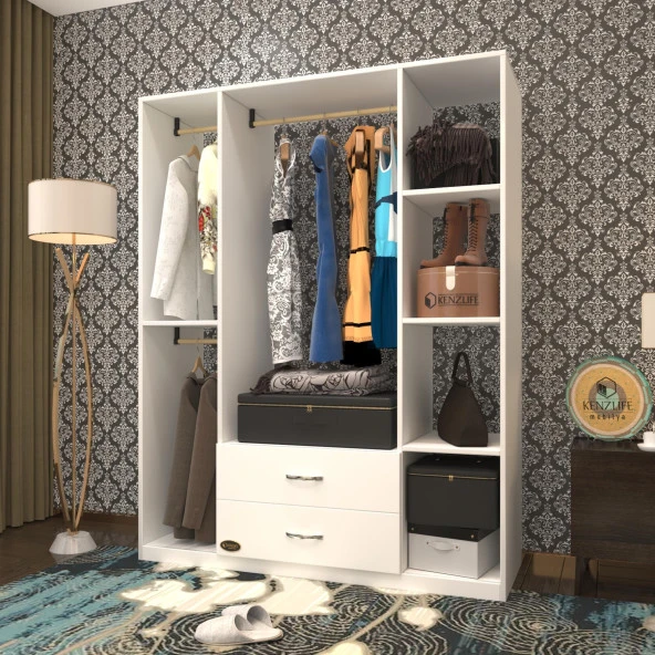 Kenzlife giysi dolabı orhan 175*120*40 byz gardırop 2 çekmeceli ürün görseli 1