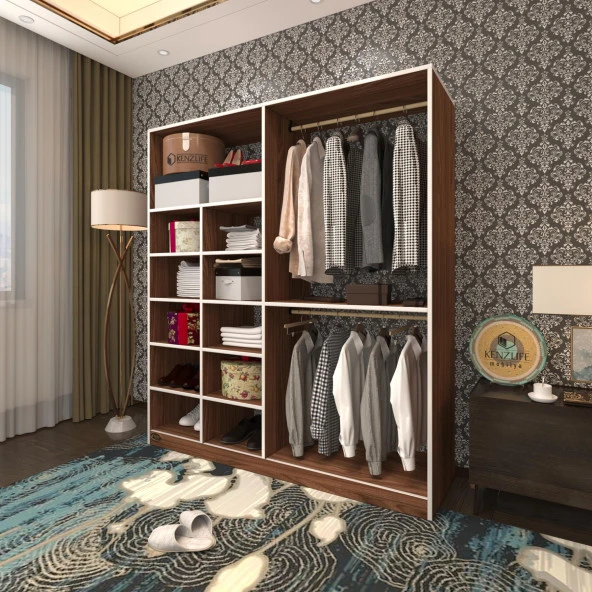 Kenzlife giysi dolabı fikret 180*180*45 cvz gardırop ürün görseli 1