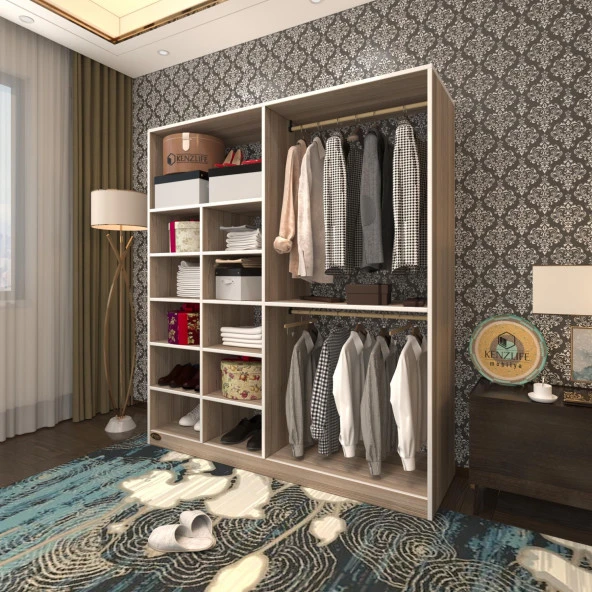 Kenzlife giysi dolabı fikret 180*180*45 crd gardırop ürün görseli 1