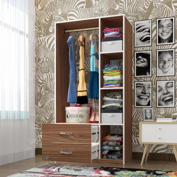 Kenzlife giysi dolabı hülagü 175*90*40 cvz gardırop 2 çekmeceli ürün görseli 1