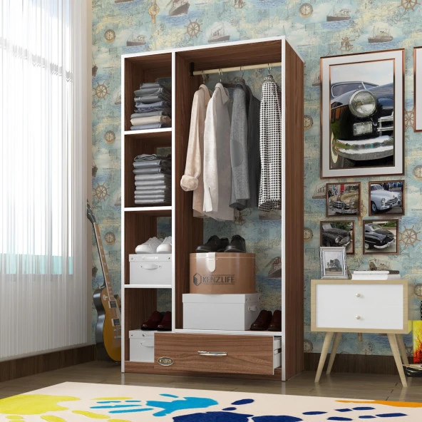 Kenzlife giysi dolabı mengühan 175*90*40 cvz gardırop 1 çekmeceli ürün görseli 1