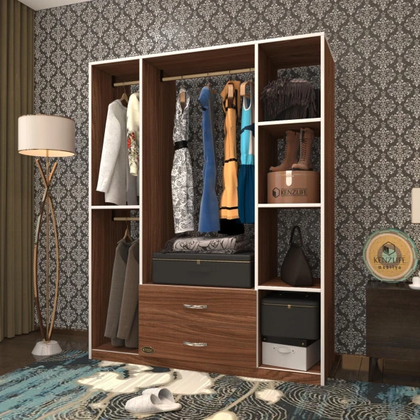 Kenzlife giysi dolabı orhan 175*120*40 cvz gardırop 2 çekmeceli ürün görseli 1