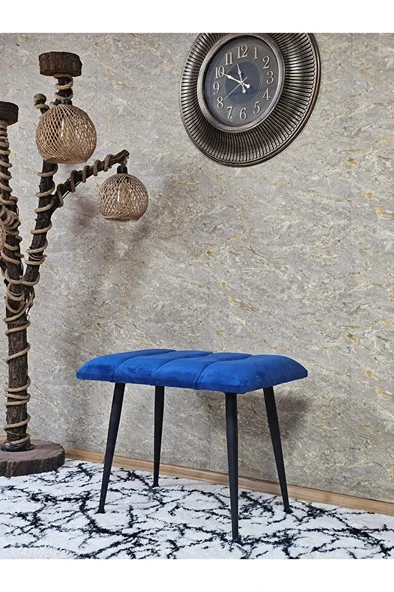 Siyah Sivriltmel Ayaklı 60 cm Puf Bench - Puf - Bench - Oturak - Mutfak Oturağı - Antre Oturağı Mavi Renk 60 x 40 Boyut/Ebat ürün görseli 1