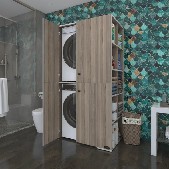 Kenzlife çamaşır-kurutma makinesi dolabı kapaklı fedyenka crd 180*090*60 banyo arkalıksız ürün görseli 1